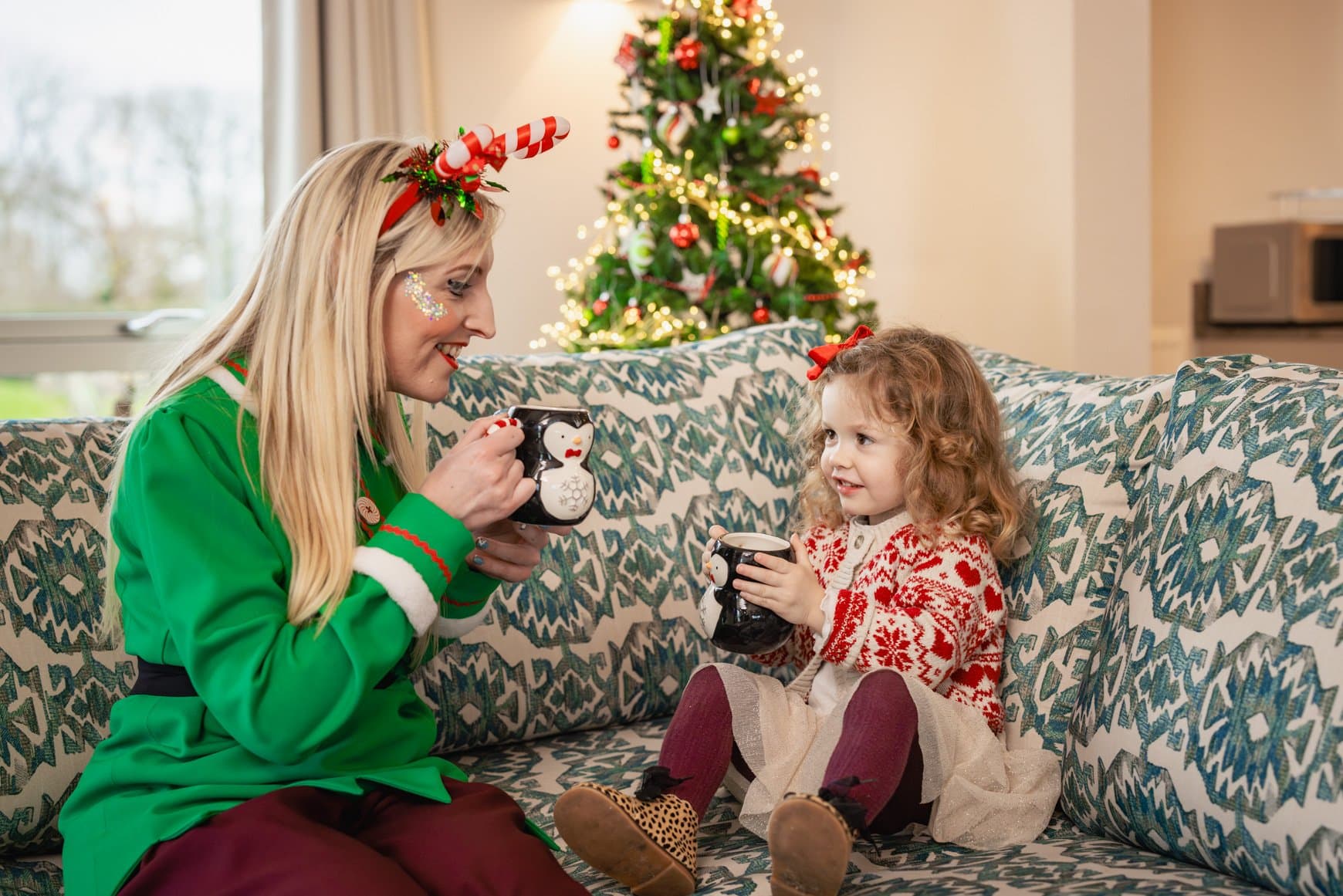 Festive Christmas Lodge with Elf and girl