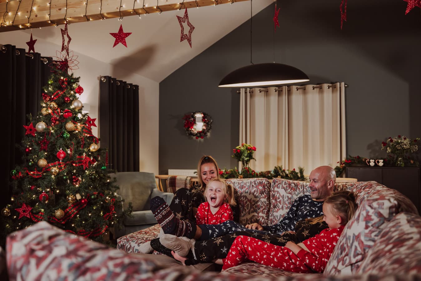 Family in Lodge at Christmas