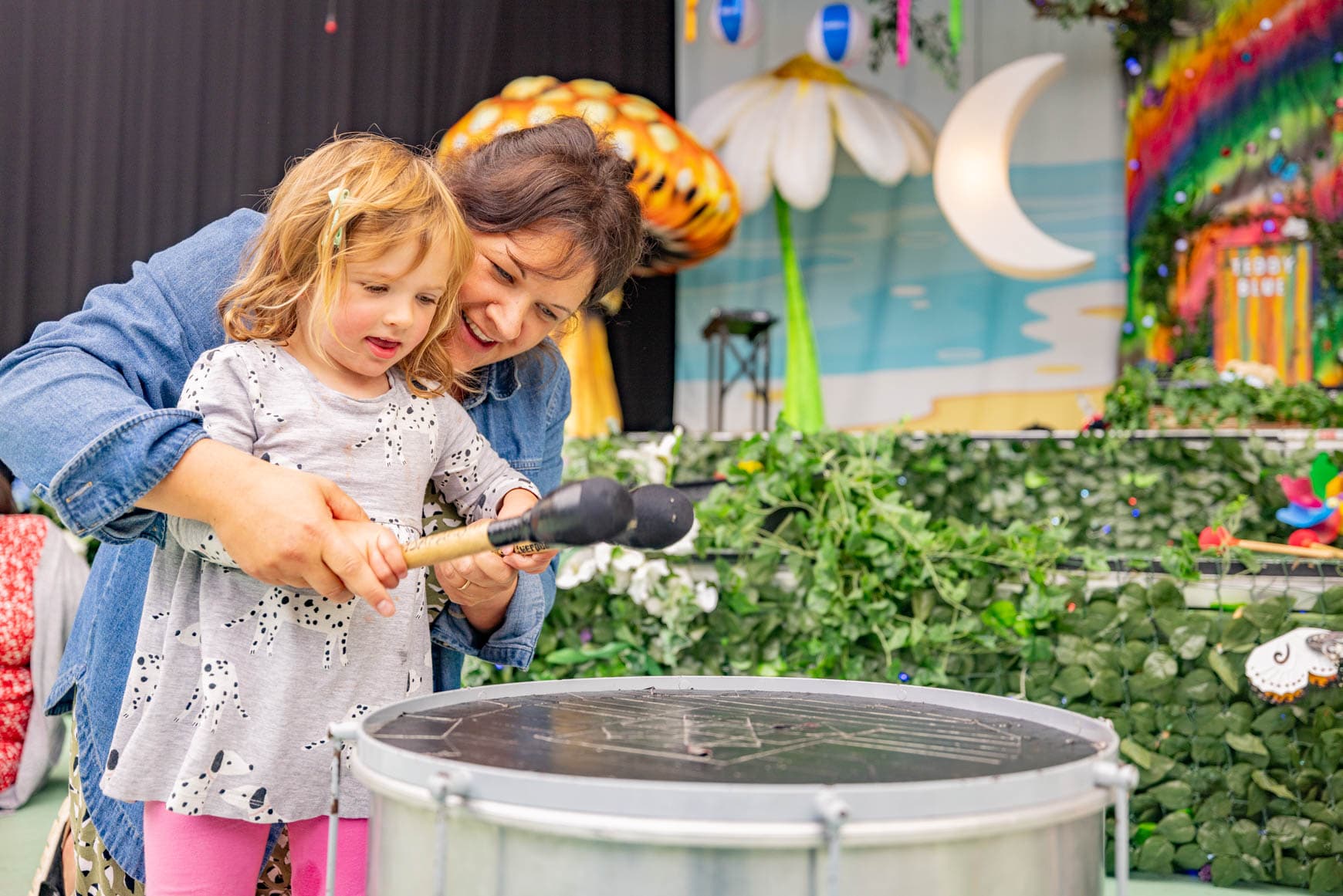 Mum And Girl Drumming