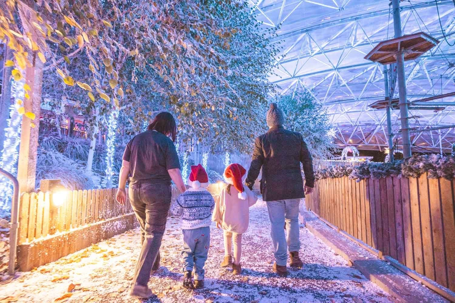 Family walking in festive Serendome